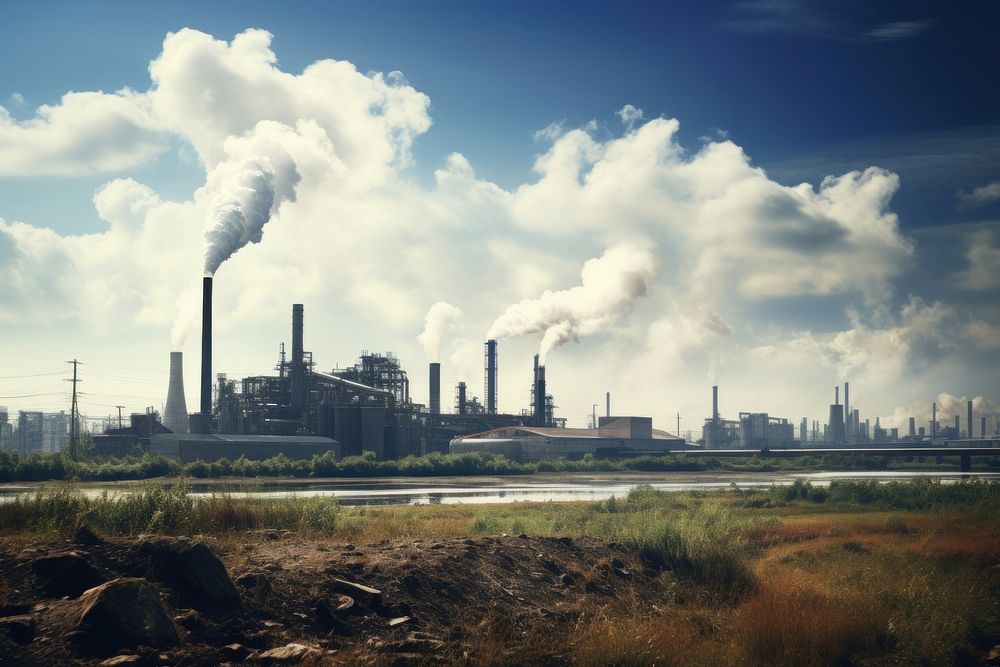 Industry building factory architecture pollution. AI generated Image by rawpixel.