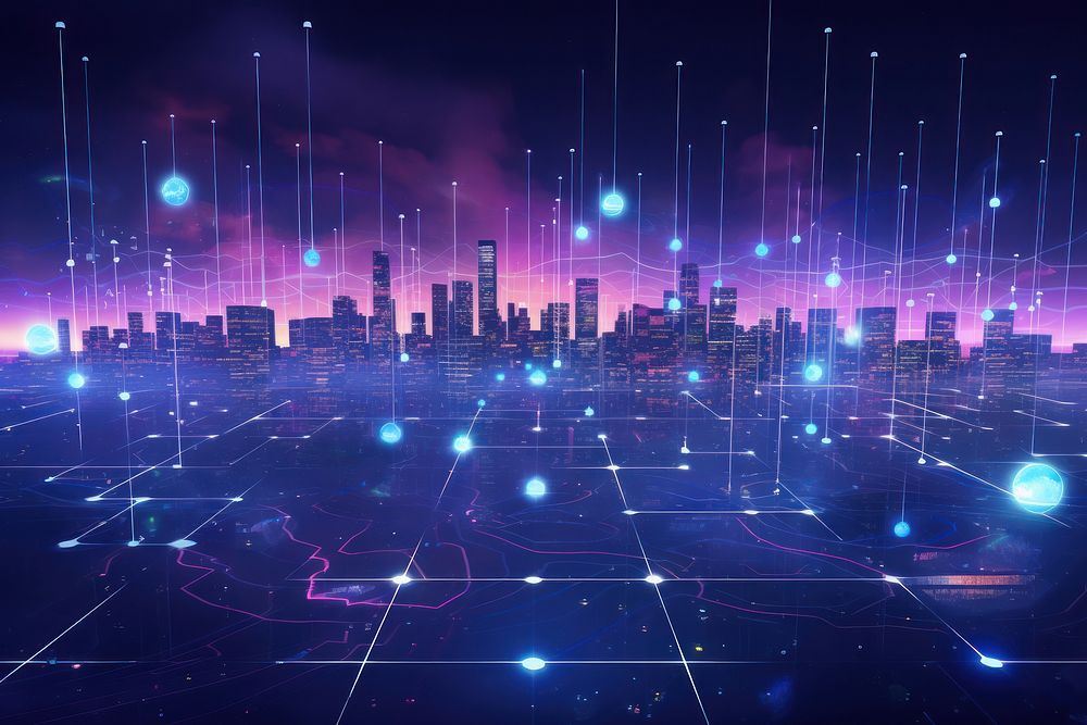 Architecture backgrounds cyberspace cityscape. AI generated Image by rawpixel.