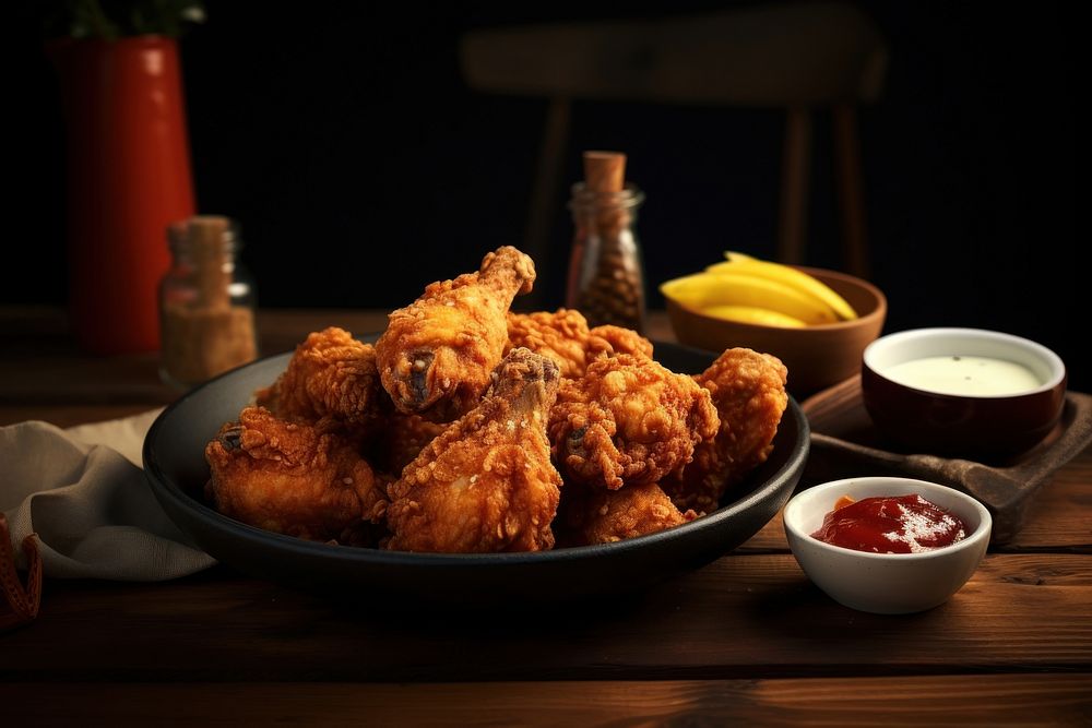 Wings Fried chicken ketchup fried. AI generated Image by rawpixel.