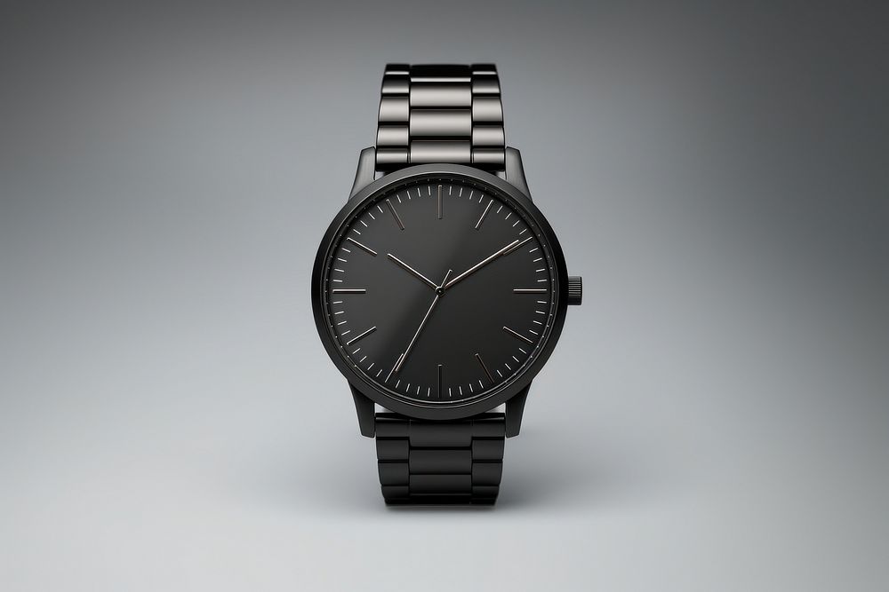Men fashion wristwatch monochrome platinum. AI generated Image by rawpixel.