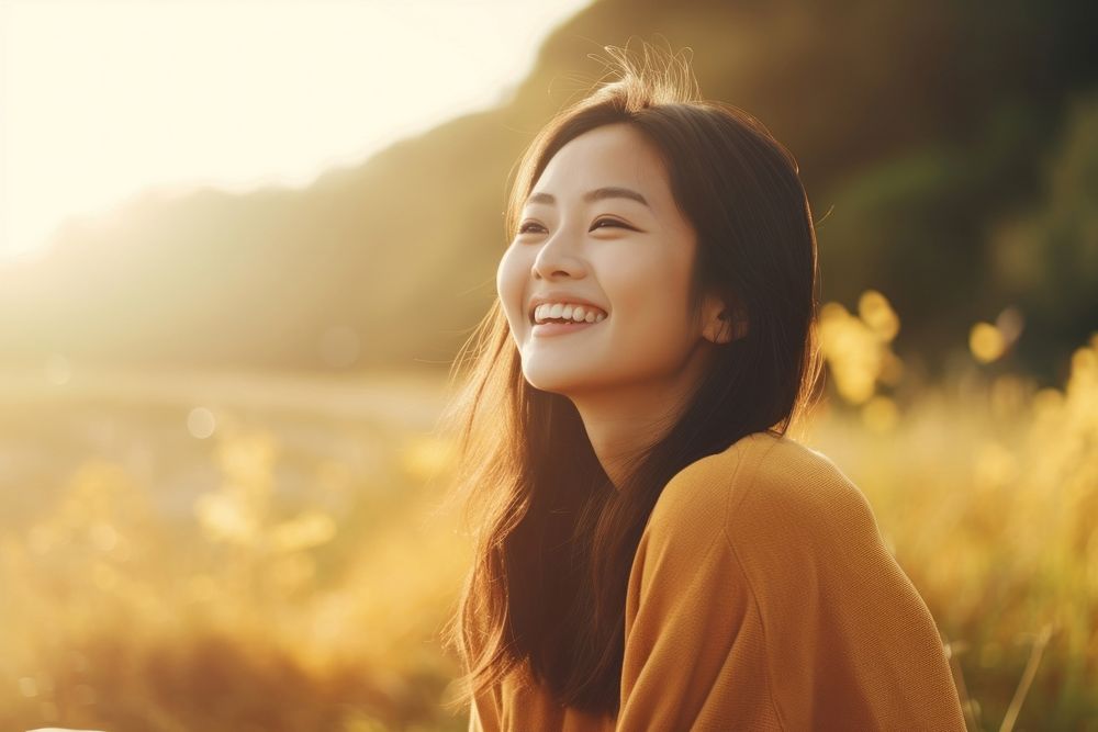Nature Asian woman smiling smile. AI generated Image by rawpixel.