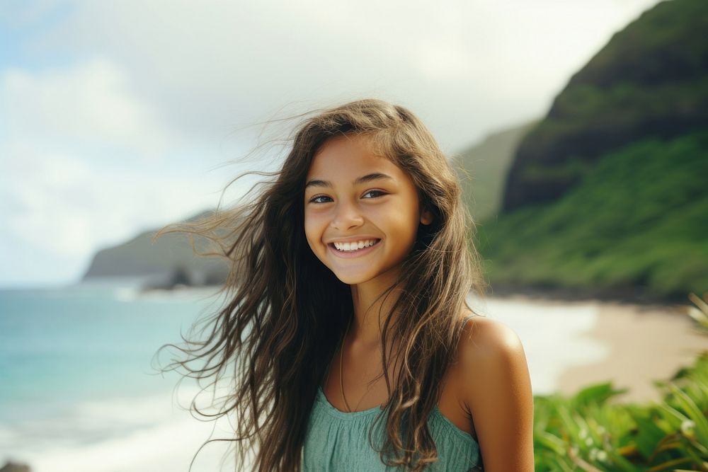 Nature middle school hawaii girl Medium shot portrait. AI generated Image by rawpixel.