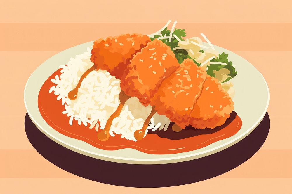 Dish tonkatsu plate food. AI generated Image by rawpixel.