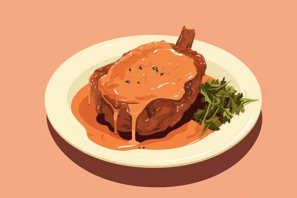 Ossobucco plate food meal. AI generated Image by rawpixel.