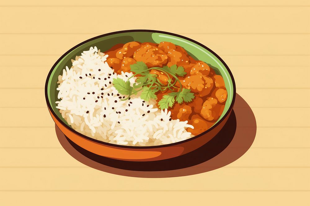 Japanese Curry Half Rice Half rice dish curry. AI generated Image by rawpixel.