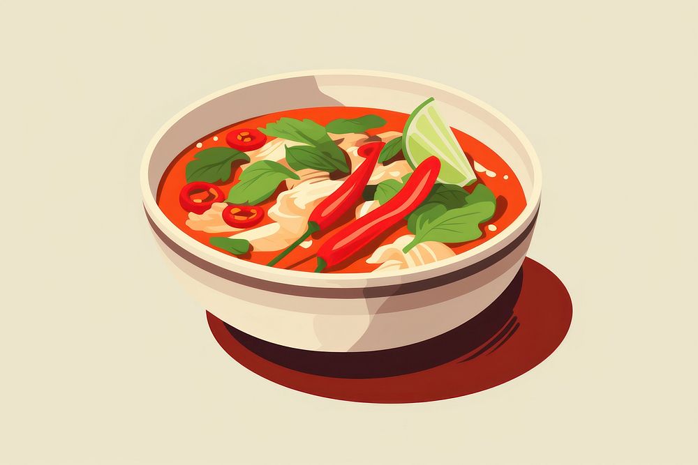 Thai Food Red Curry food bowl soup. AI generated Image by rawpixel.