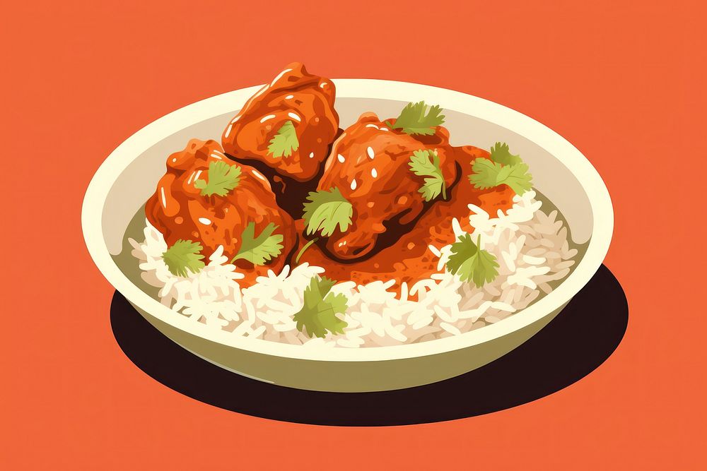 Indian Food Chicken Masala Curry food dish curry. AI generated Image by rawpixel.