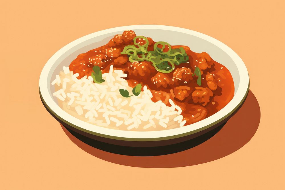 Japanese Curry Half Rice Half curry dish plate. AI generated Image by rawpixel.