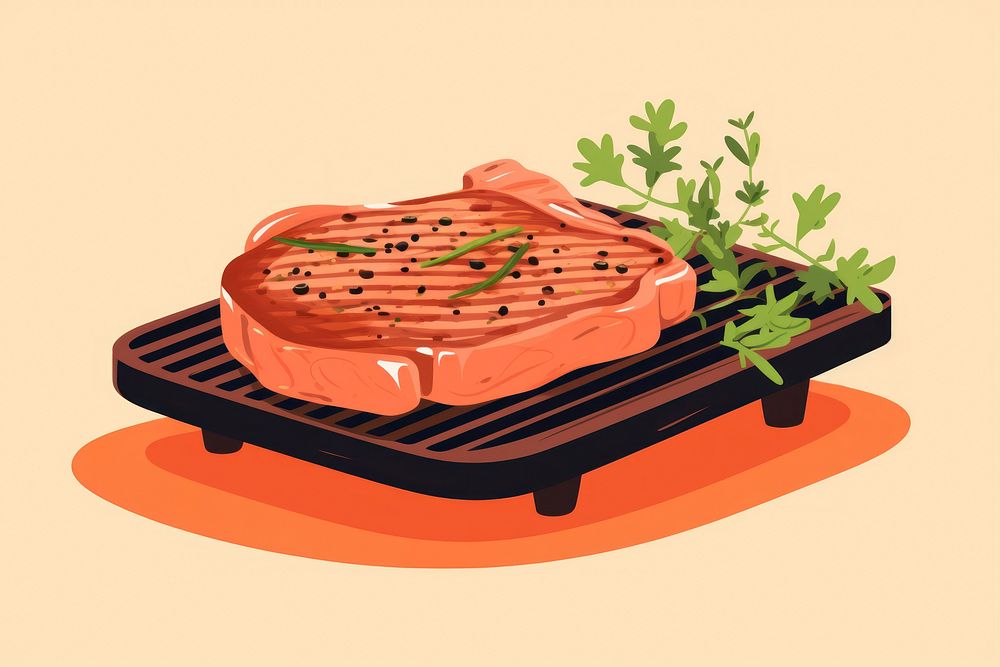 Pork steak grill grilling cooking food. AI generated Image by rawpixel.