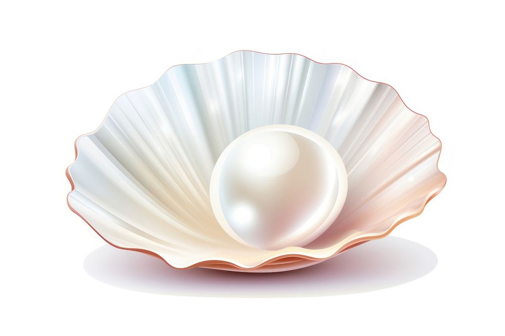 Pearl shell clam white background invertebrate. AI generated Image by rawpixel.