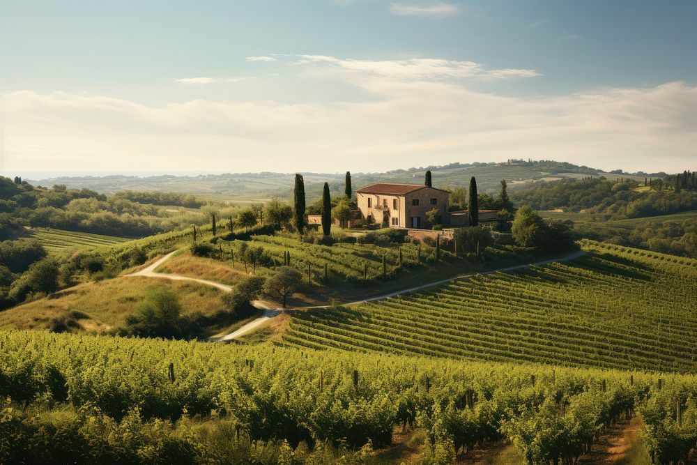 Vineyard landscape Tuscany outdoors. AI generated Image by rawpixel.