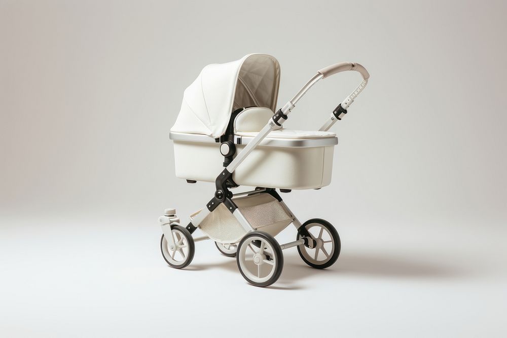 White baby carriage vehicle transportation furniture. AI generated Image by rawpixel.