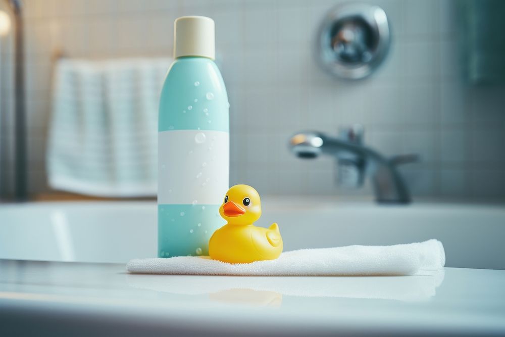 Baby shampoo bottle bathroom bathtub. AI generated Image by rawpixel.