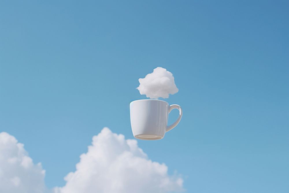 White ceramic mug sky outdoors nature. 