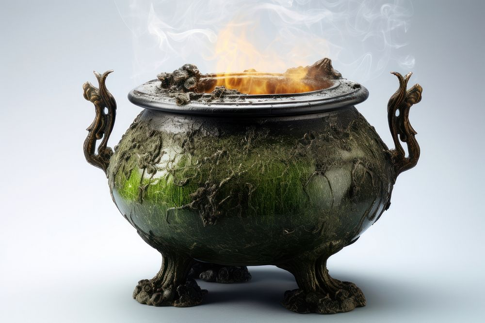 Cauldron fantasy fireplace cookware burning. AI generated Image by rawpixel.