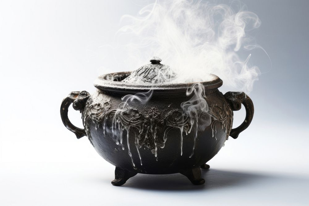 Cauldron teapot porcelain cookware. AI generated Image by rawpixel.