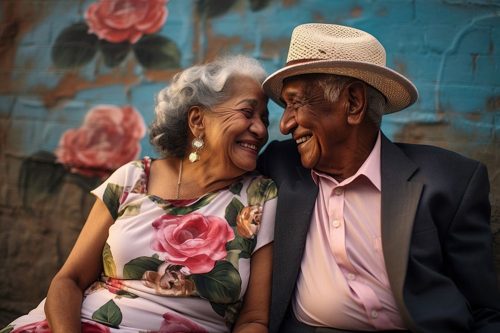 Elderly Hispanic couple retirement portrait outdoors. AI generated Image by rawpixel.