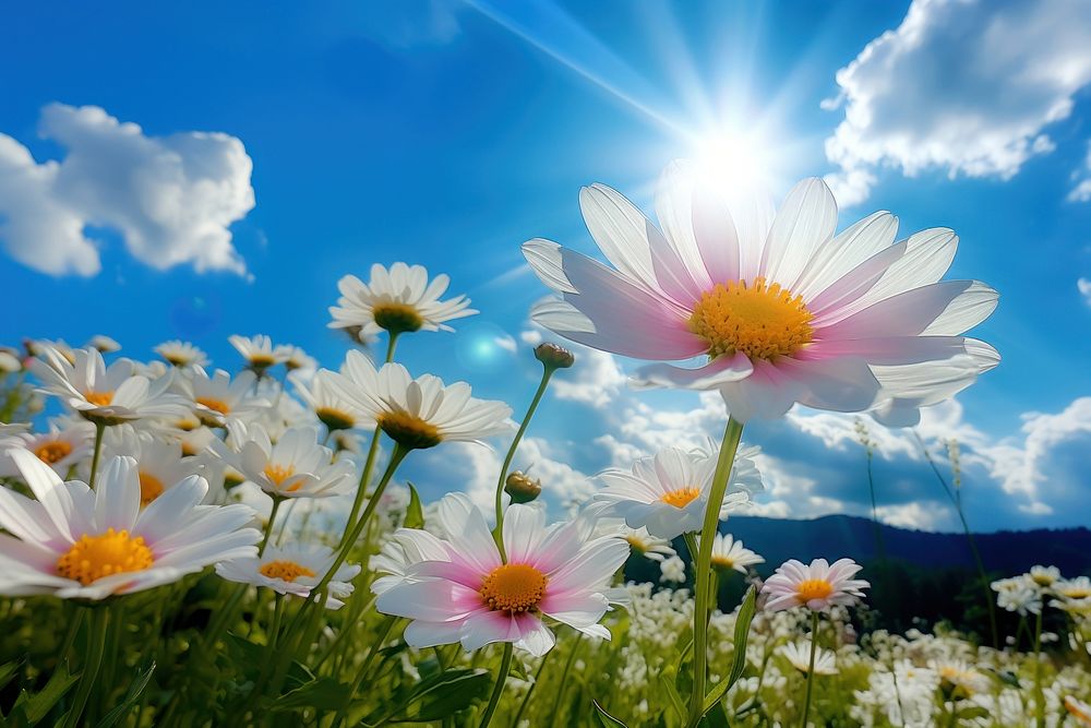 Nature daisy sky landscape. 