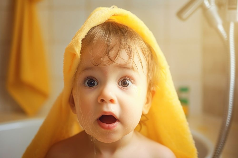 Shampoo pump bottle baby bathroom portrait. AI generated Image by rawpixel.