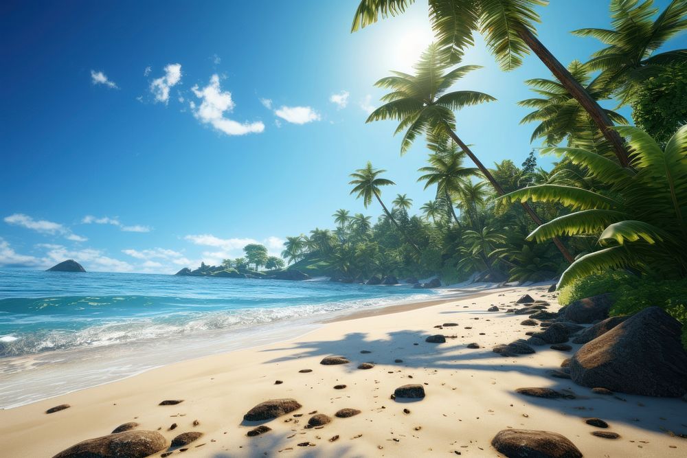 Beach tropical sunny landscape. 