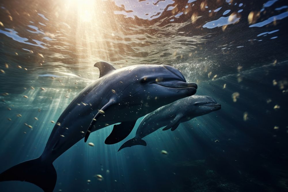 Dolphins swimming together dolphin outdoors | Free Photo - rawpixel