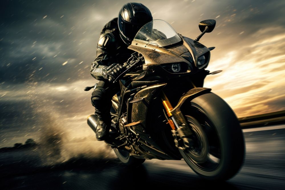 Riding speedy motorcycle adult vehicle helmet. AI generated Image by rawpixel.