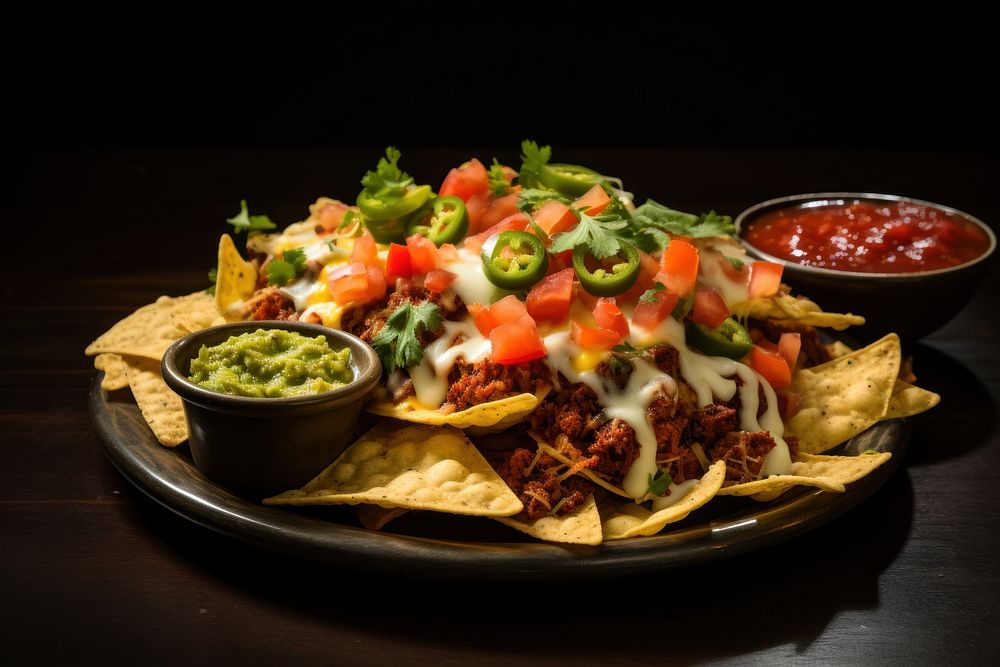 Nachos plate ketchup nachos. 