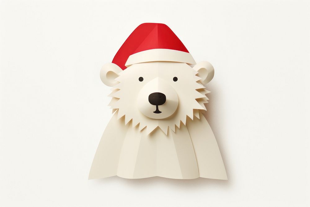 Happy polar bear celebrating Christmas wearing Santa ha christmas animal toy. 