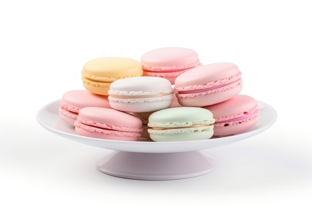 Macaron plate macarons food. AI generated Image by rawpixel.