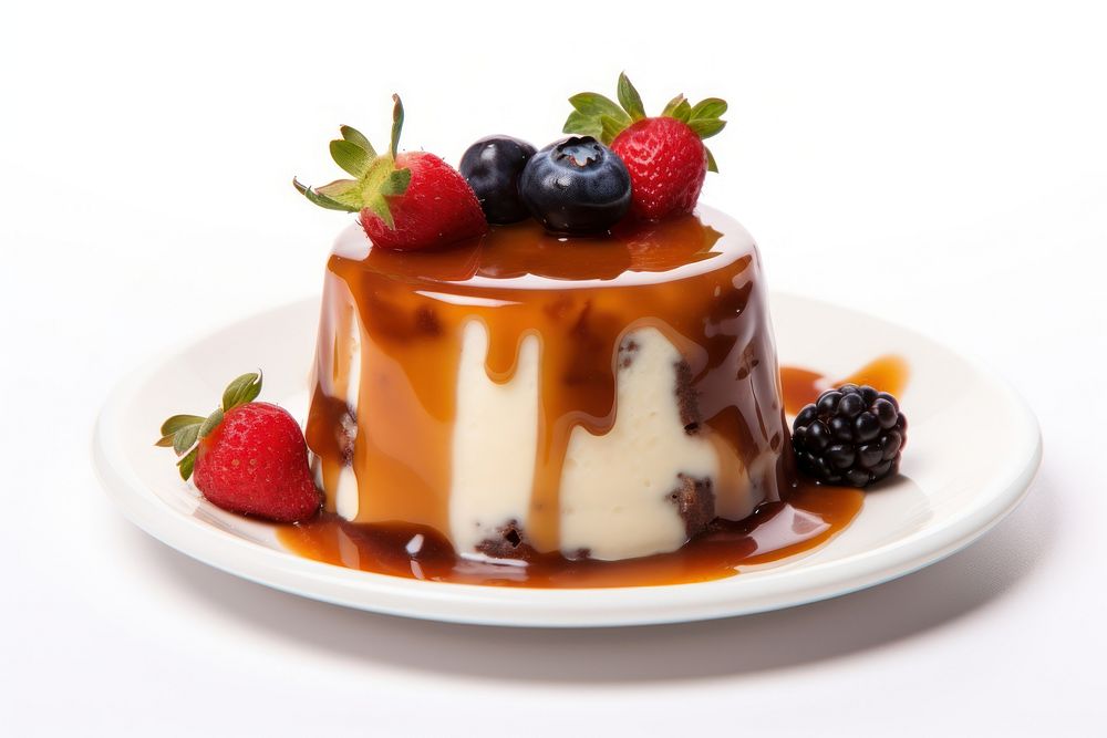 Pudding dessert berry fruit. AI generated Image by rawpixel.