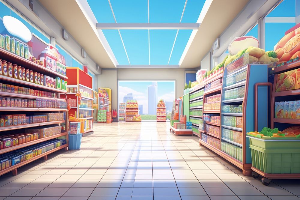 Supermarket architecture consumerism abundance. AI generated Image by rawpixel.