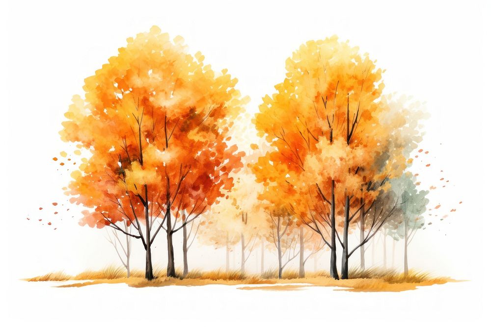 Fall trees outdoors painting plant. AI generated Image by rawpixel.