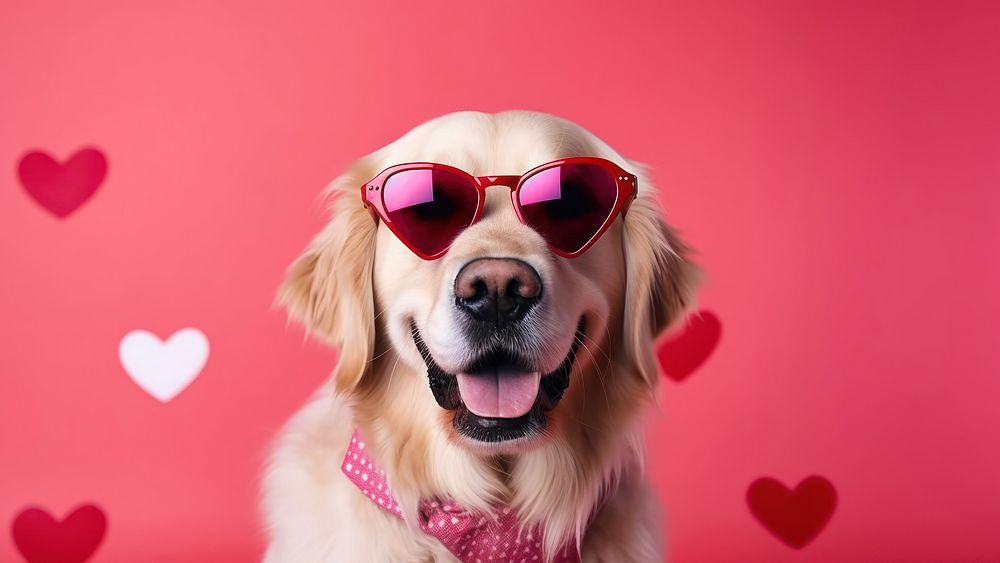 Dog sunglasses retriever portrait. 