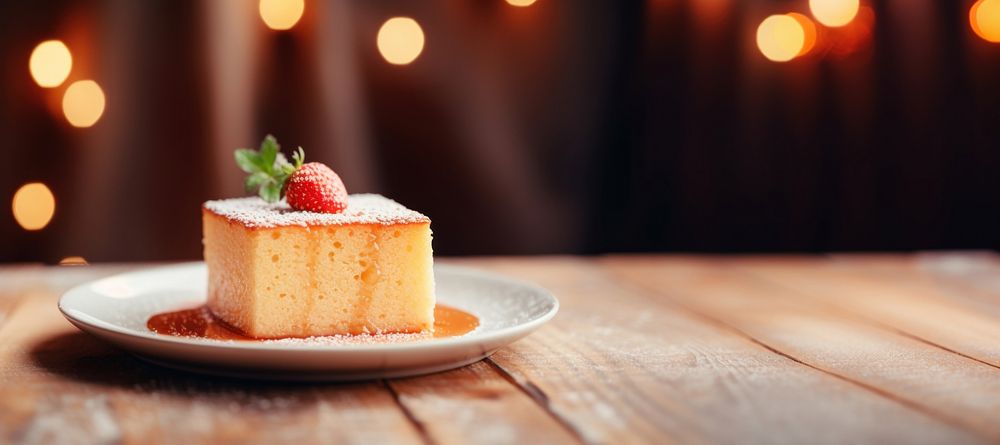 Sponge cake cheesecake dessert plate. AI generated Image by rawpixel.