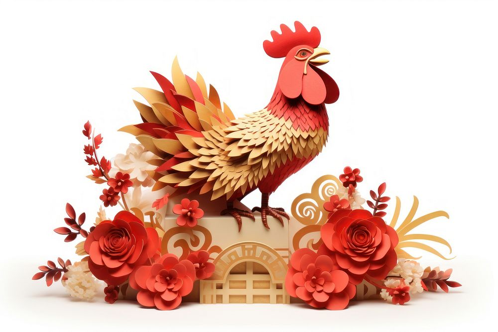 Chinese New Year chicken poultry animal. AI generated Image by rawpixel.