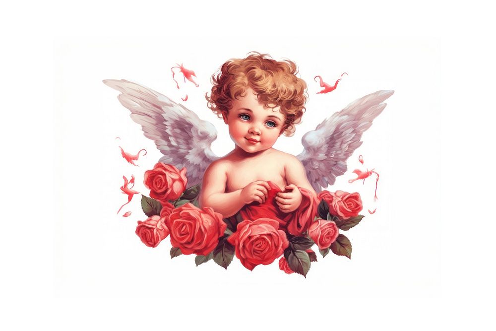 Portrait flower angel cupid. AI generated Image by rawpixel.