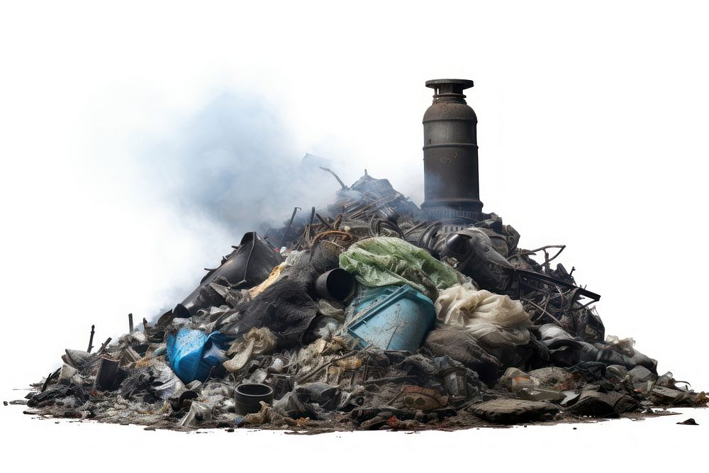 Pollution pollution garbage white background. AI generated Image by rawpixel.
