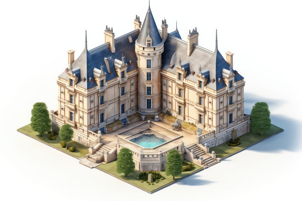 French chateau architecture building castle. AI generated Image by rawpixel.