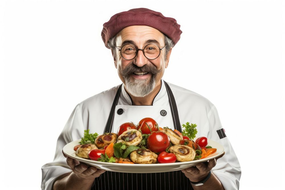 Italian food chef holding plate. AI generated Image by rawpixel.