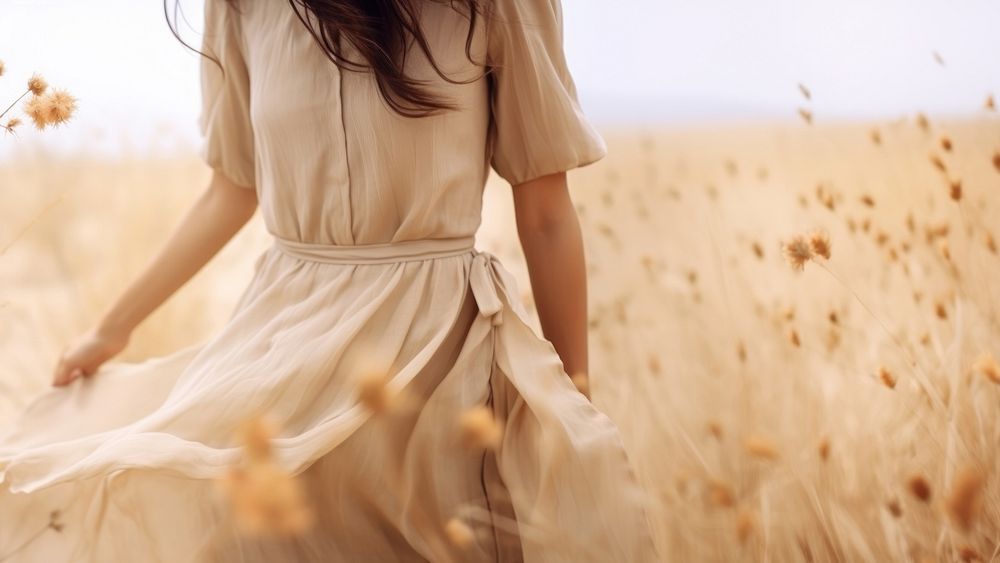 Photo of woman in wildflower. 