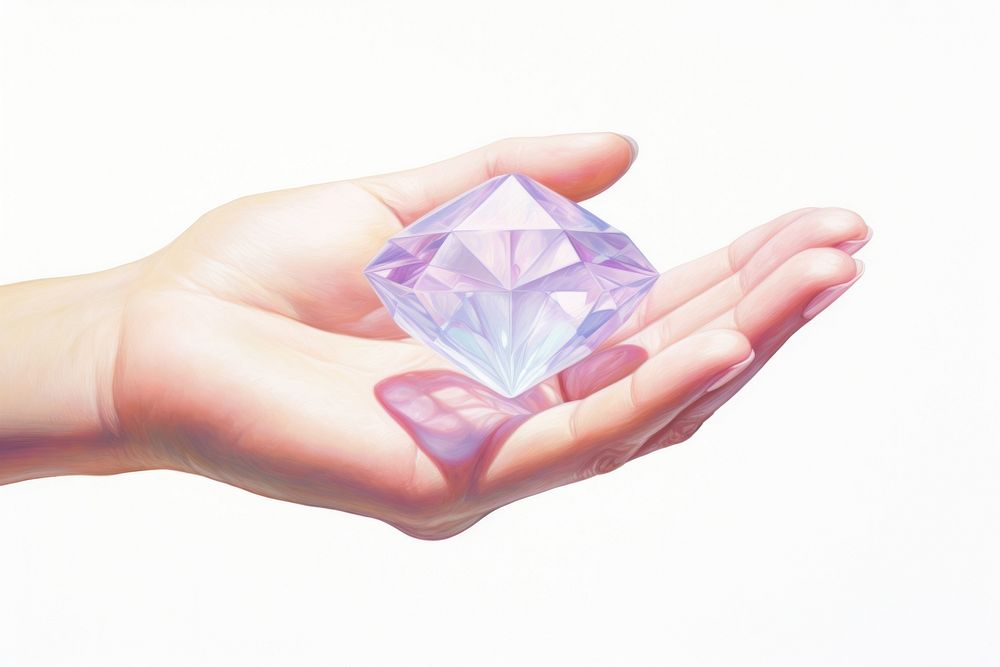 Hand holding diamond gemstone jewelry crystal. AI generated Image by rawpixel.