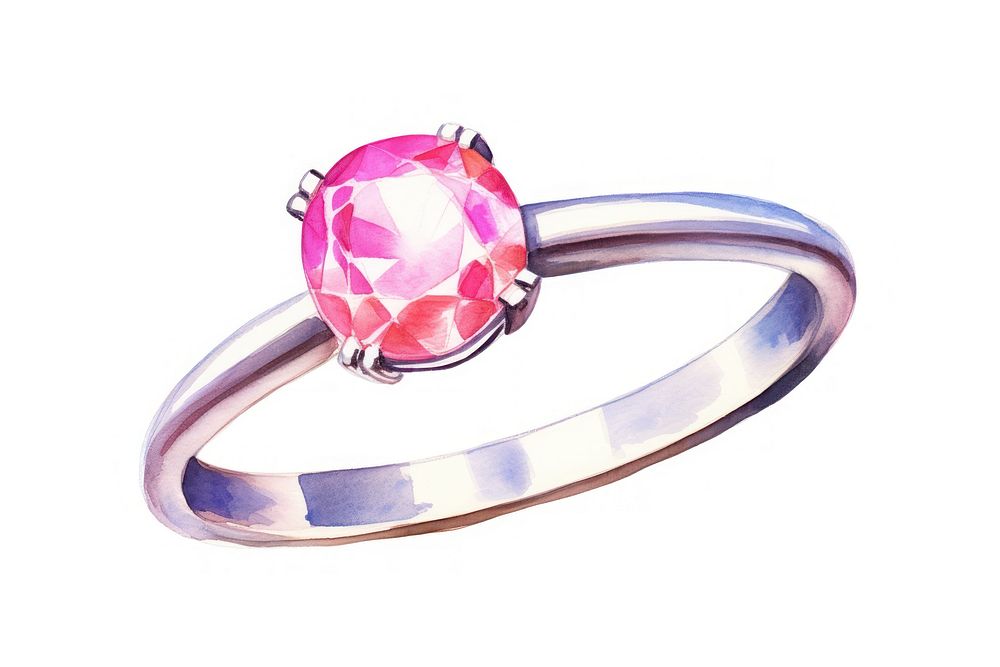 Pink diamond ring jewelry silver white background. AI generated Image by rawpixel.