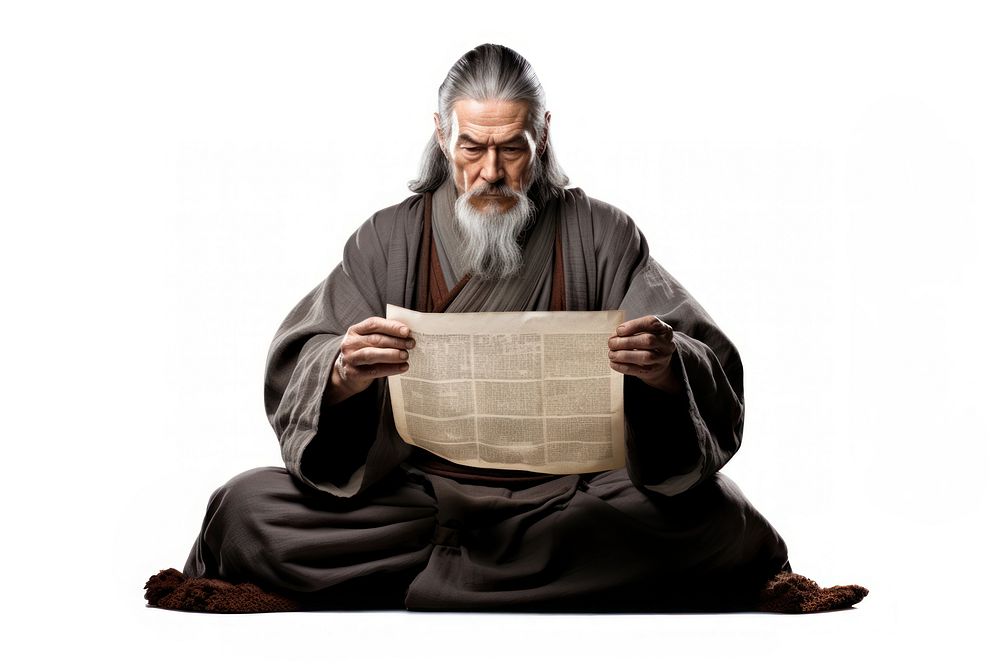 Old samurai master sitting reading adult. AI generated Image by rawpixel.