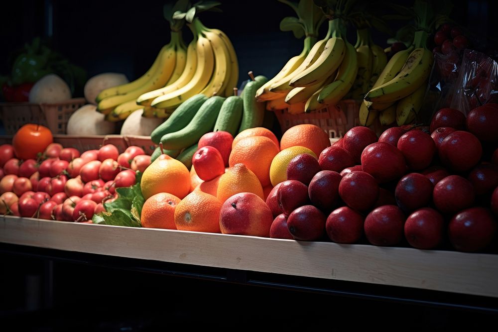 Fruit market banana apple plant. 