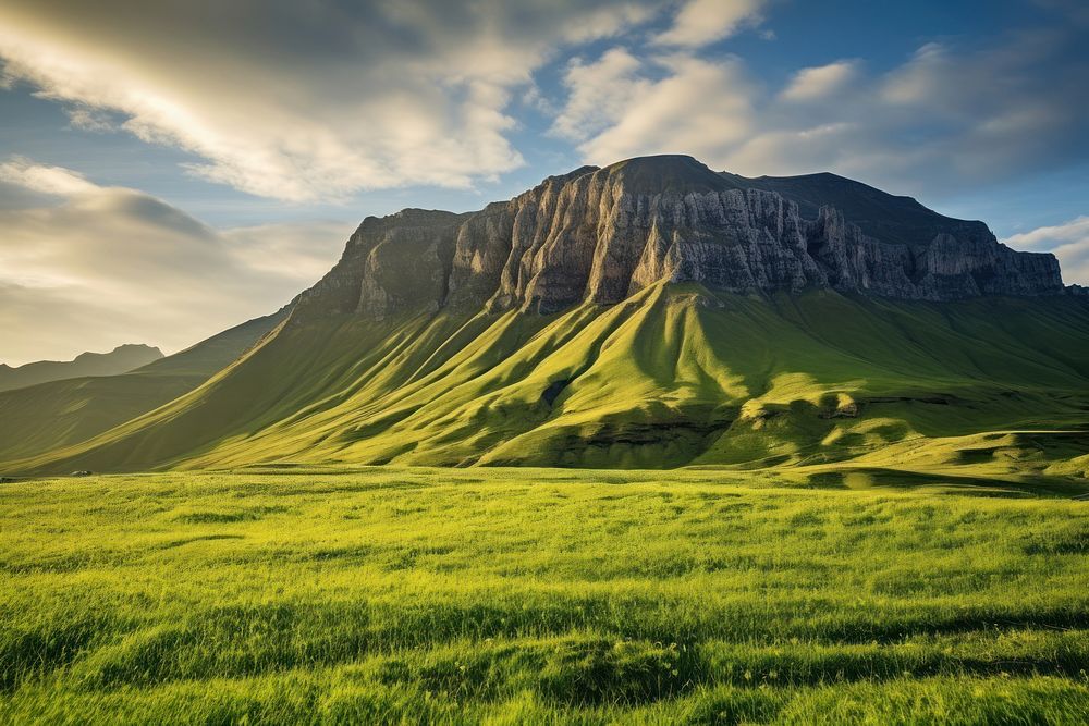 Grassland landscape mountain outdoors. AI generated Image by rawpixel.