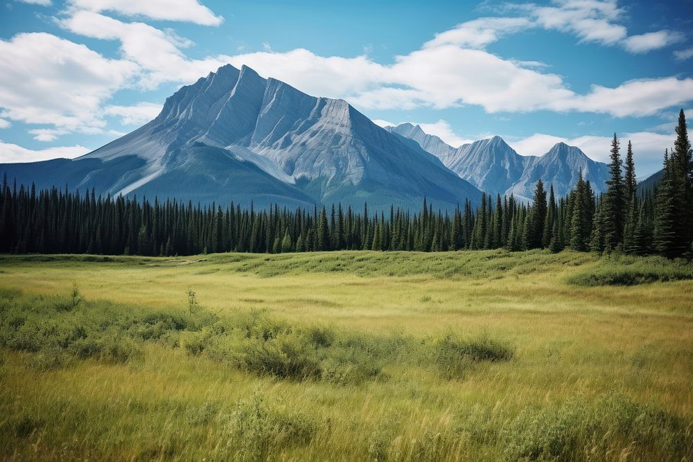 Grassland mountain wilderness landscape. AI generated Image by rawpixel.