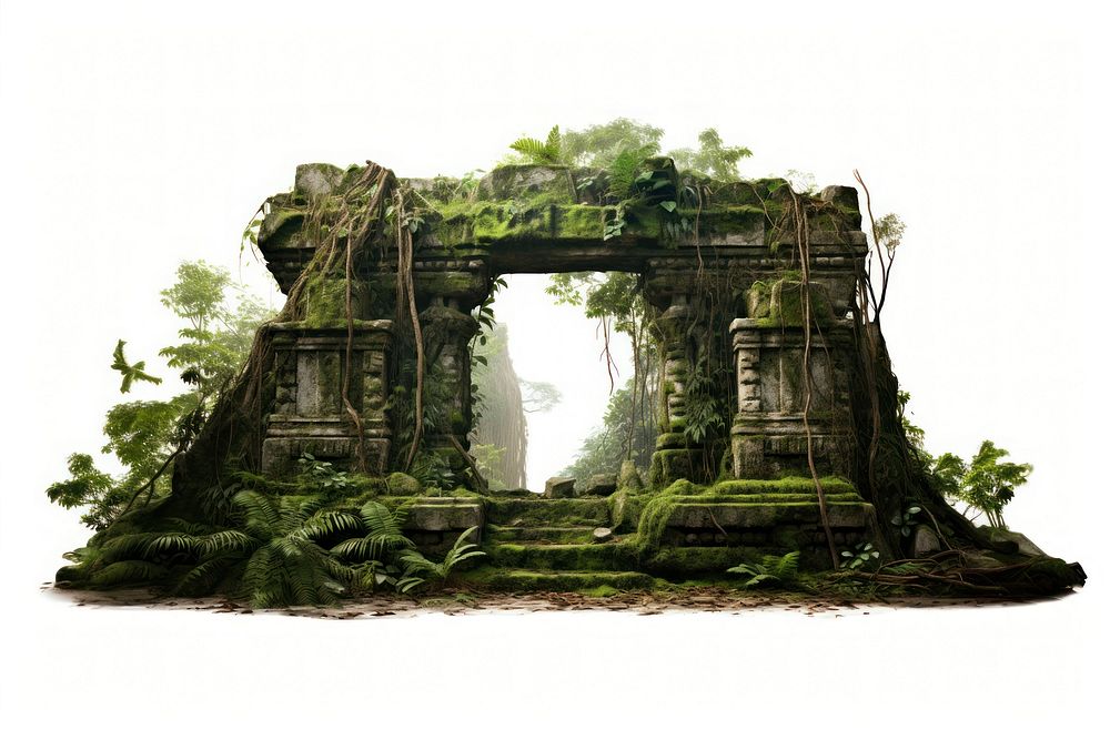 Jungle ancien temple architecture plant ruins. AI generated Image by rawpixel.