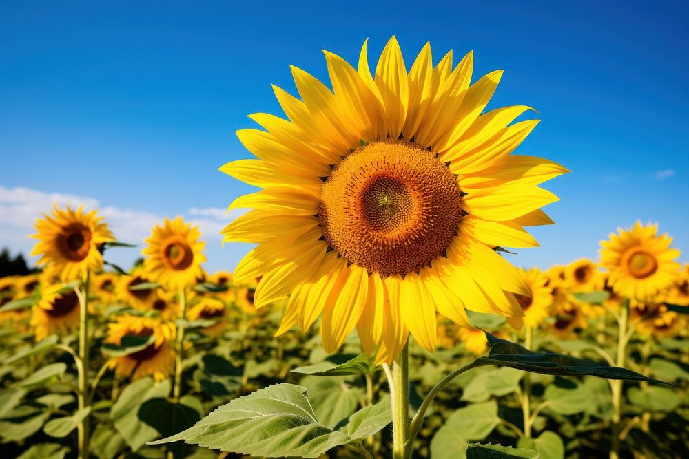 Sunflower field outdoors blossom nature. AI generated Image by rawpixel.