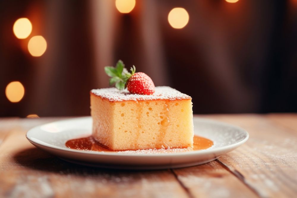Sponge cake cheesecake dessert plate. AI generated Image by rawpixel.