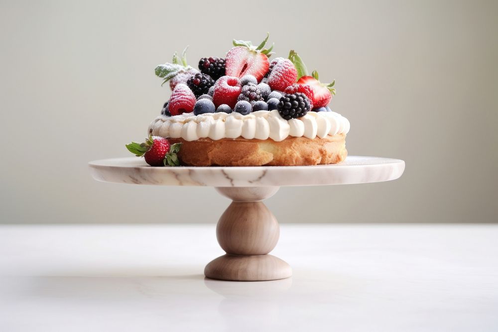 Cake stand dessert pastry berry. AI generated Image by rawpixel.